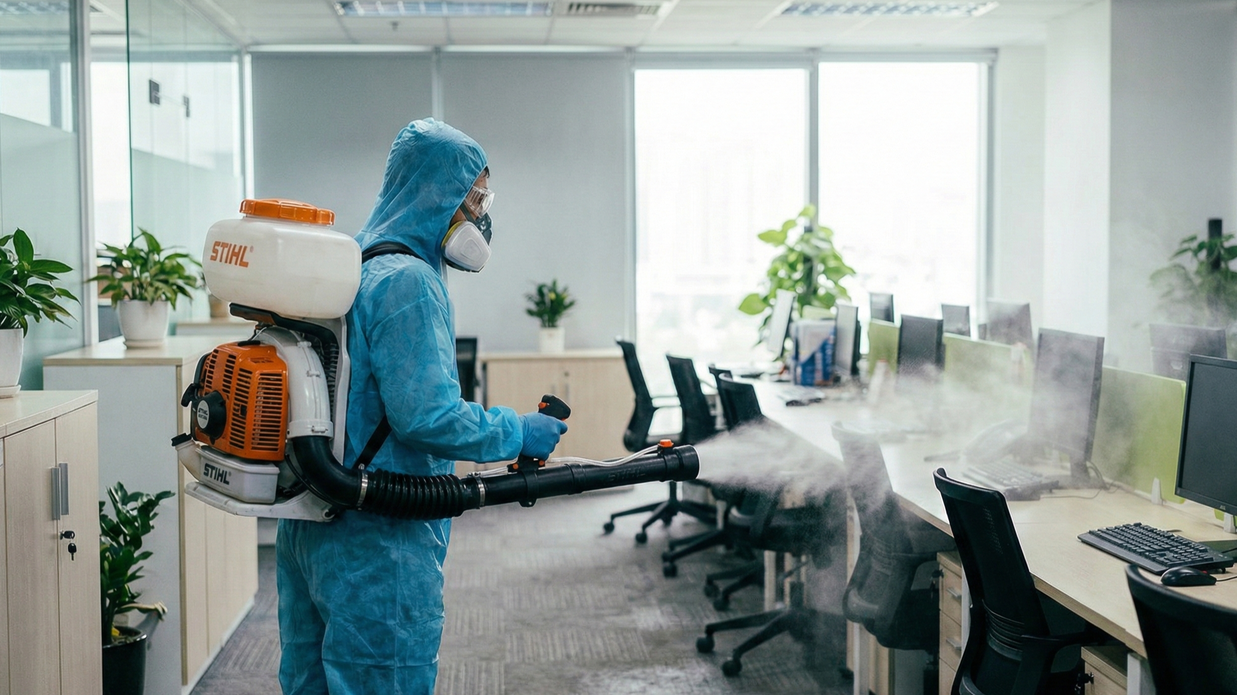 Phun khử trùng văn phòng hiện đại